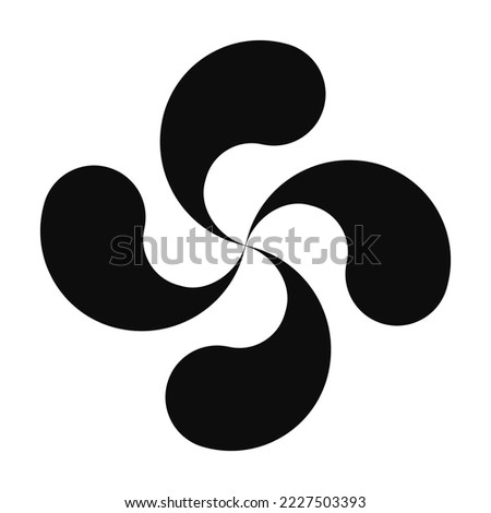 Vector flat style illustration of Lauburu hooked basque cross isolated on white background