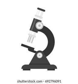 Vector flat style illustration of microscope. Icon for web. Isolated on white background.