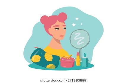 vector flat style illustration on the theme of make up