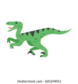 Vector flat style illustration of prehistoric animal - Velociraptor. Isolated on white background.