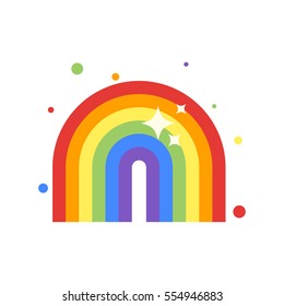 Vector flat style illustration of rainbow. Icon for web. Isolated on white background.