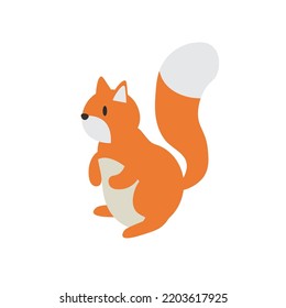 Vector flat style illustration of squirrel. Icon for web. Isolated on white background. EPS