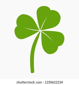 Vector flat style illustration of St. Patrick's day green clover leaf (3 leafs) isolated on white background