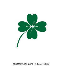 Vector flat style illustration of St. Patrick's day green lucky clover leaf isolated on white background