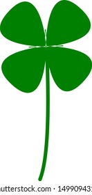 Vector flat style illustration of St. Patrick's day green lucky clover leaf isolated on white background