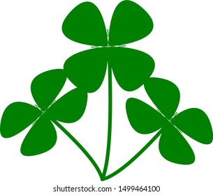 Vector flat style illustration of St. Patrick's day green lucky clover leaf isolated on white background