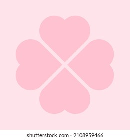 Vector flat style illustration of St. Patrick's day pink lucky clover heart shaped leaf isolated