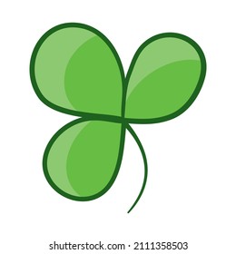 Vector flat style illustration of St. Patrick's day green lucky clover leaf isolated on white background