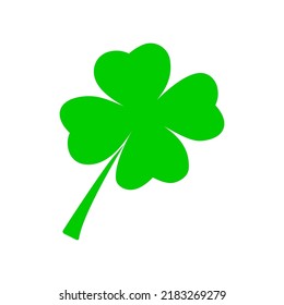 Vector flat style illustration of St. Patrick s day green lucky clover leaf isolated on white background