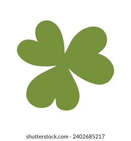 Vector flat style illustration of St. Patrick s day green lucky clover three leaf isolated on white background