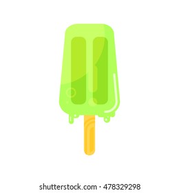 Vector flat style illustration of tasty green ice cream icon. Isolated on white background.