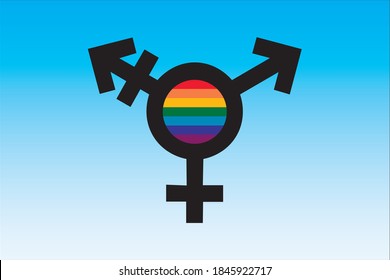 Vector Flat Style Illustration Of Transsexual Movement Symbol Icon Isolated On Sky Background