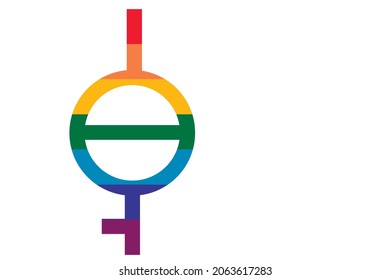 Vector flat style illustration of transsexual, agender, demigender movement symbol icon isolated on sky background. rainbow