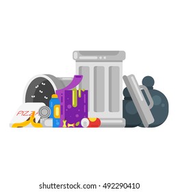 Vector flat style illustration of trash. Spoiled food. Icon for web.