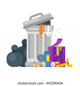 Vector Flat Style Illustration Of Trash. Spoiled Food. Icon For Web.