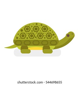 Vector flat style illustration of turtle. Icon for web. Isolated on white background.