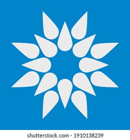 Ilustración vectorial de estilo plano icono de estrella blanca de invierno aislado en fondo azul