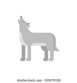 Vector flat style illustration of wolf. Icon for web. Isolated on white background.d