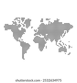 Vector flat style illustration of the world planisphere made with dots isolated