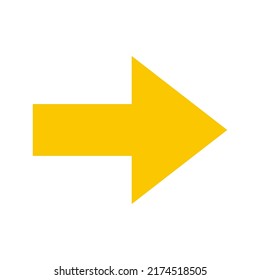 Vector flat style illustration of yellow arrow icon going right symbol