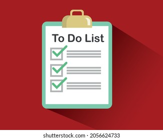 Vector flat style Isolated To Do List illustration. Listing or planning icon concept. All missions completed Paper sheets with checkmarks abstract text and Pencil Work or Tasks Check List. Vector Icon