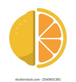 Vector flat style Lemon slice logo clipart isolated white background