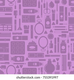 Vector flat style makeup and skincare monochrome pattern or background illustration
