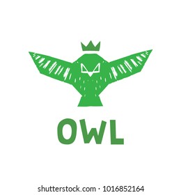 Vector flat style owl. Logo or icon for web. Isolated on white background.