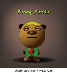 Vector flat style panda bear character for animation or children's book illustration. Cute panda bear sitting in the bamboo forest. Vector illustration