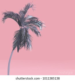 Vector flat style pastel pink palm tree. 