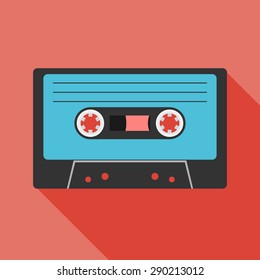 Vector flat style retro cassette icon. Eps10