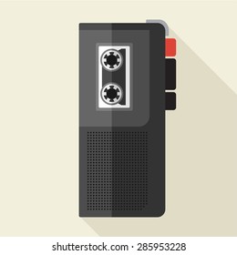 Vector flat style retro dictaphone icon. Eps10