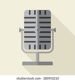 Vector flat style retro microphone icon. Eps10
