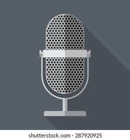 Vector flat style retro microphone icon. Eps10