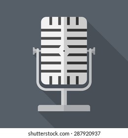 Vector flat style retro microphone icon. Eps10