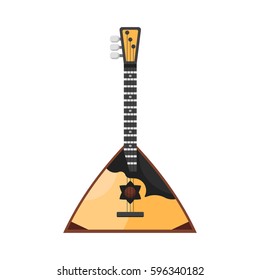 Vector flat style Russian traditional musical instrument balalaika. Icon for web. Isolated on white background.