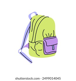 Vector flat style school Illustration. Backpack sketch. Back to School.	