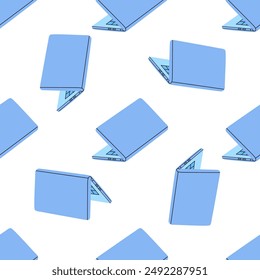 Vector flat style school and office tools Illustration. Laptop seamless pattern. Back to School.