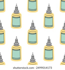 Vector flat  style school and office tools Illustration. Glue seamless pattern. Back to School.