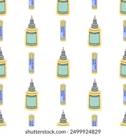Vector flat style school and office tools Illustration. Glue seamless pattern. Back to School.