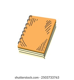 Vector flat style  school and office supplies Illustration. Detailed retro style notepad sketch. Vintage sketch element. Back to School. School essential illustration.