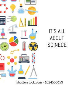 Vector flat style science icons background with place for text illustration