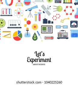 Vector flat style science icons background with place for text illustration