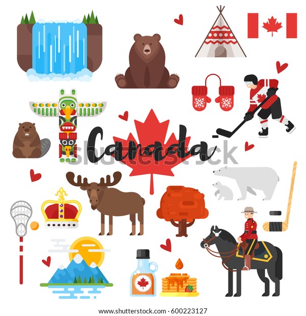 Vector Flat Style Set Canadian National Stock Vector (Royalty Free ...