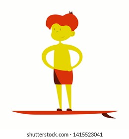 Vector flat style set of man and woman surfers silhouettes with wave. Minimalism design. Isolated on white background.