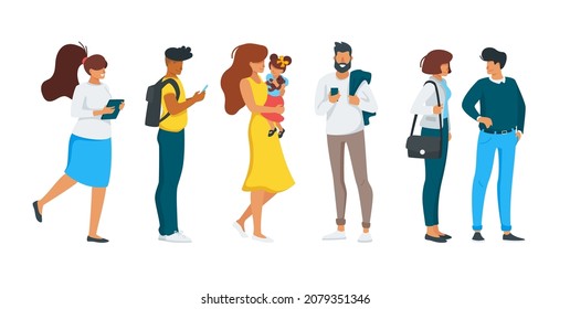 Vector flat style set of standing people