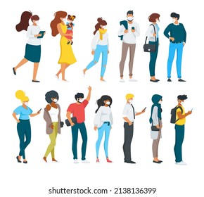 Vector flat style set of standing people