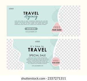 vector flat style travel facebook template, vector hand drawn travel background