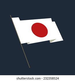 Vector Flat Style Waving Japan Flag