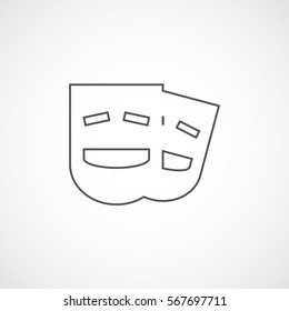 Vector flat stylize comedy mask icon. Isolated line icon for logo, web site design, button, app, UI. 